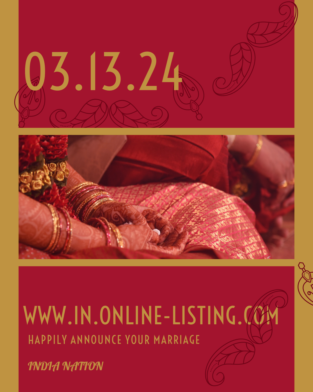 HAPPILY ANNOUNCE YOUR MARRIAGE AROUND INDIA