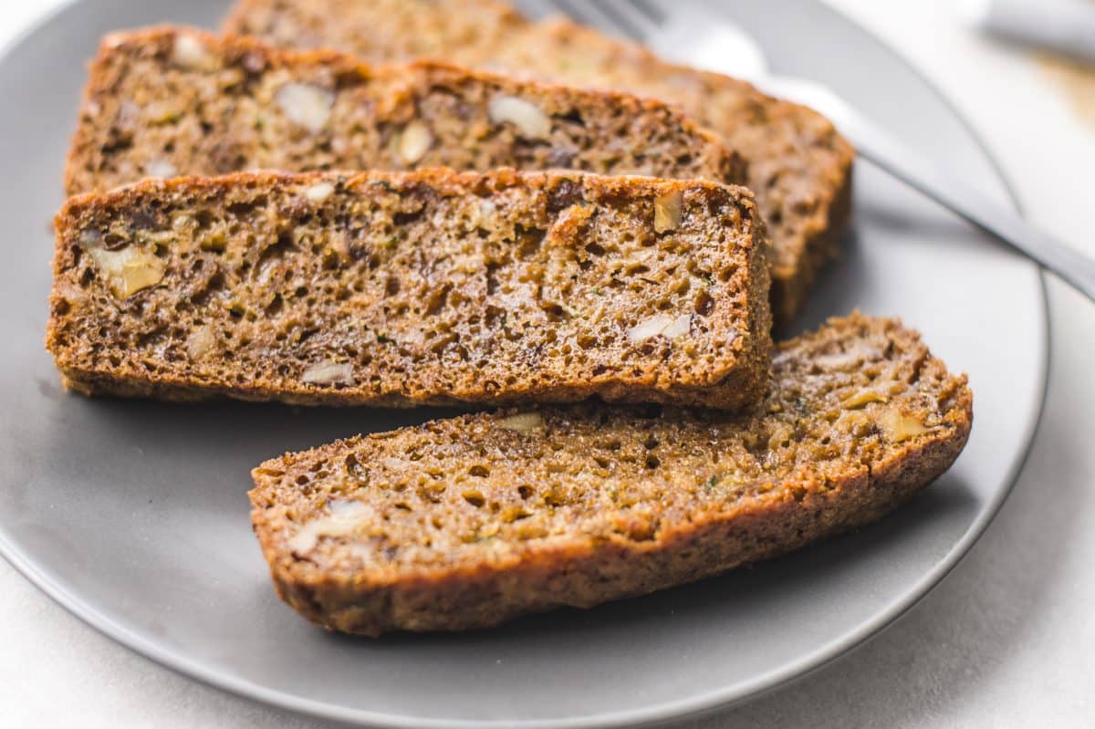 Healthy Zucchini Bread with Honey, Greek Yogurt & Walnuts